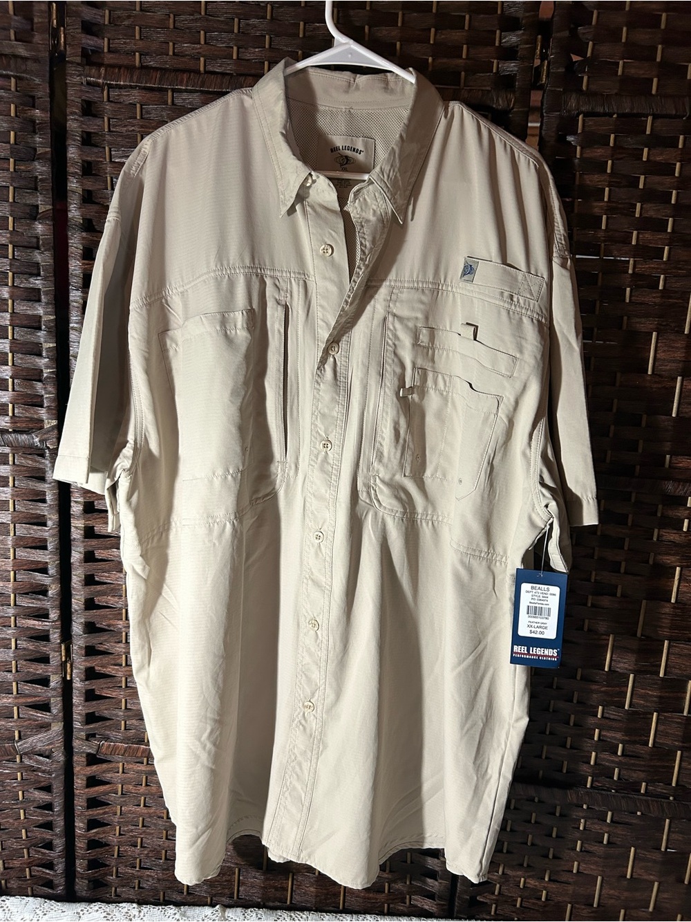 Reel Legends Men’s Short Sleeve Button-Down Shirt - Khaki